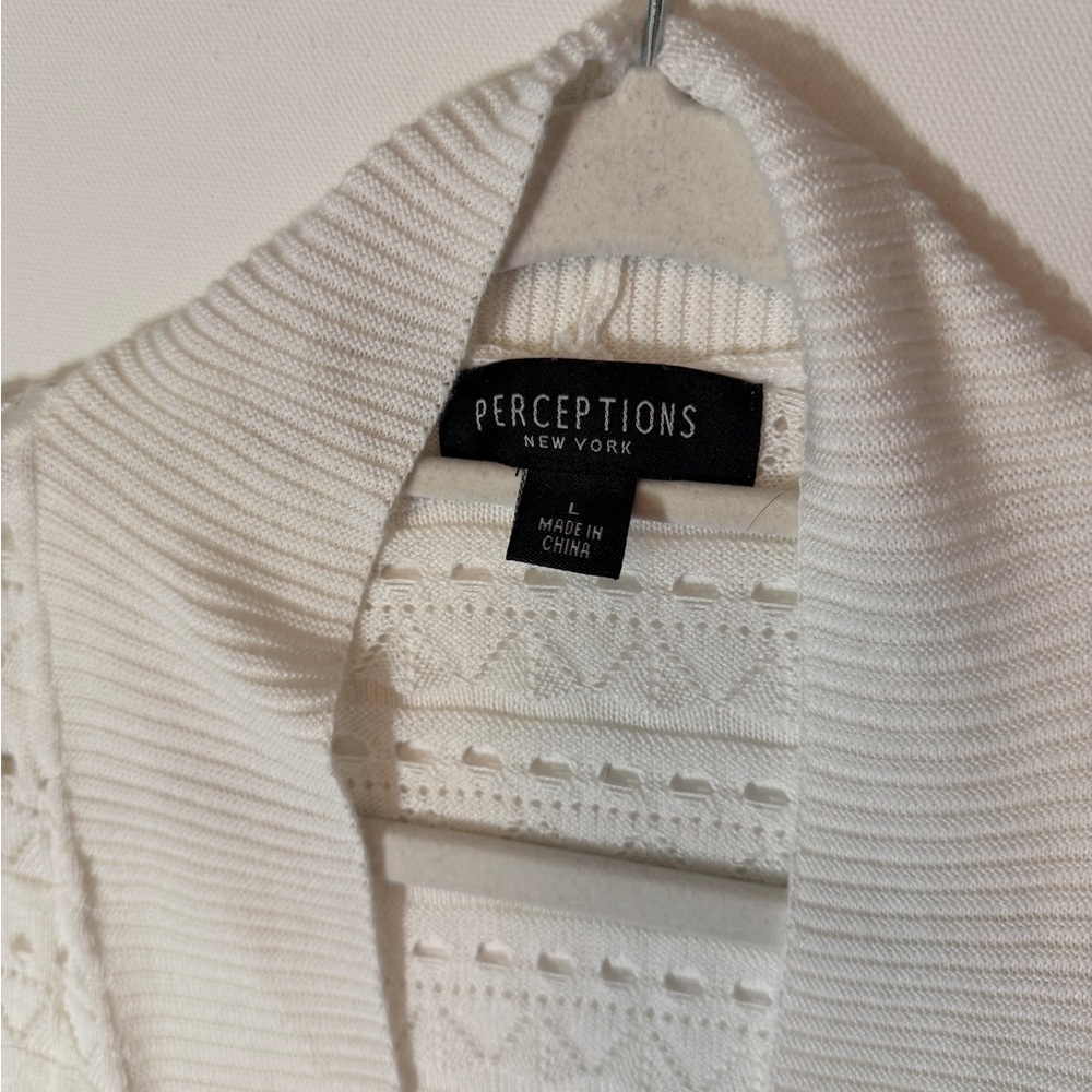 Perceptions Cream Open-Front Cardigan - Picture 2 of 6